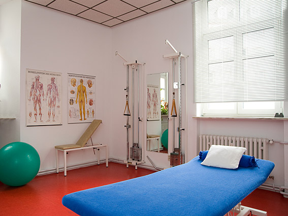 Behandlungsraum der Praxis für Physiotherapie · Skoliosetherapie nach Schroth · Christian Benrath · 55116 Mainz